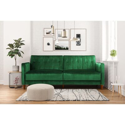 Hykkon Bosco 3 Seater Sofa Bed Vintage design Multi-functional Green Velvet 86.36cm H X 207cm W X 86.36cm D Hykkon Bosco 3 Seater Sofa Bed Vintage design Multi-functional Green Velvet 86.36cm H X 207cm W X 86.36cm D