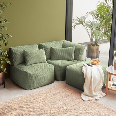 Isabelle & Max icon Noa Modular Bean Bag Sofa, 3 Piece, Jumbo Cord, Sage Green Green Isabelle & Max icon Noa Modular Bean Bag Sofa, 3 Piece, Jumbo Cord, Sage Green Green