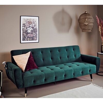 Mercury Shiflet 3 Seater Clic Clac Sofa Bed Opal Green Velvet 83cm H X 213cm W X 83cm D Mercury Shiflet 3 Seater Clic Clac Sofa Bed Opal Green Velvet 83cm H X 213cm W X 83cm D