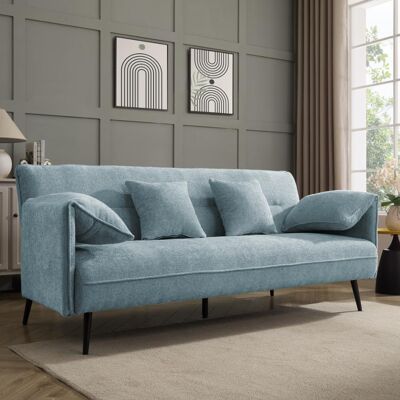 George Oliver Frederick Blue Chenille Fabric Sofa Bed Blue 85cm H X 197cm W X 91cm D George Oliver Frederick Blue Chenille Fabric Sofa Bed Blue 85cm H X 197cm W X 91cm D