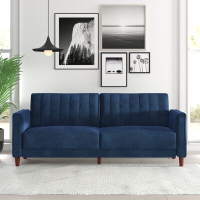 Hykkon Bosco 3 Seater Sofa Bed Vintage design Multi-functional Blue Velvet 86.36cm H X 207cm W X 86.36cm D Hykkon Bosco 3 Seater Sofa Bed Vintage design Multi-functional Blue Velvet 86.36cm H X 207cm W X 86.36cm D