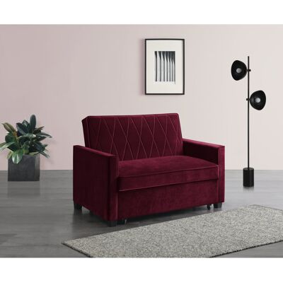 Etta Avenue Matt 2 Seater Velvet Sofa Bed Burgundy 88cm H X 130cm W X 86cm D Etta Avenue Matt 2 Seater Velvet Sofa Bed Burgundy 88cm H X 130cm W X 86cm D