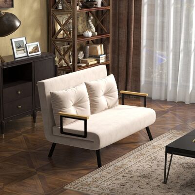 George Oliver Horine 2 Seater Sofa Bed Beige 81cm H X 102cm W X 73cm D George Oliver Horine 2 Seater Sofa Bed Beige 81cm H X 102cm W X 73cm D
