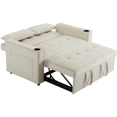 Latitude Run Folding Sofa Bed With Cup Holder And Pillow Beige 83cm H X 137cm W X 99cm D Latitude Run Folding Sofa Bed With Cup Holder And Pillow Beige 83cm H X 137cm W X 99cm D
