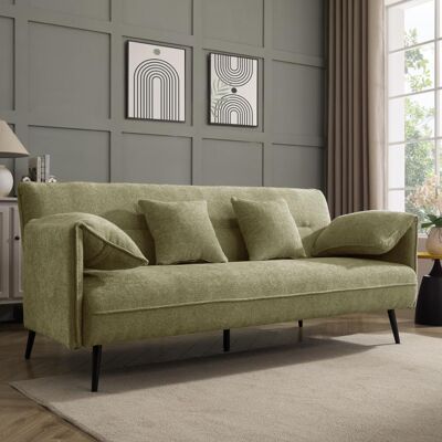 George Oliver Frederick Blue Chenille Fabric Sofa Bed Green 85cm H X 197cm W X 91cm D George Oliver Frederick Blue Chenille Fabric Sofa Bed Green 85cm H X 197cm W X 91cm D