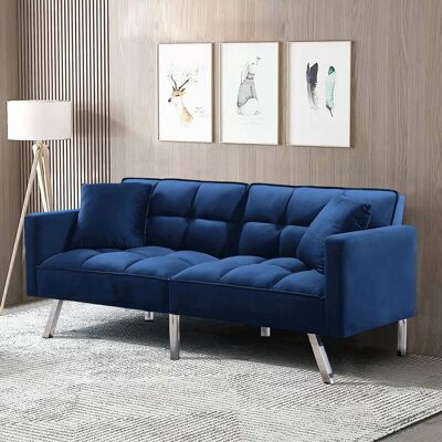 Fairmont Park Orianna Upholstered Sofa Bed Blue Velvet 75cm H X 186cm W X 82cm D Fairmont Park Orianna Upholstered Sofa Bed Blue Velvet 75cm H X 186cm W X 82cm D