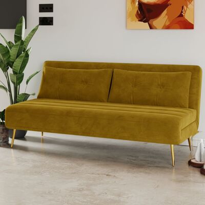 Fairmont Park Guille 2 Seater Polyester Sofa Bed Mustard 79cm H x 146cm W x 81cm D Fairmont Park Guille 2 Seater Polyester Sofa Bed Mustard 79cm H x 146cm W x 81cm D