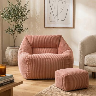 icon Natalia Large Beanbag and Pouffe Set Corduroy Navy Blue Pink Medium icon Natalia Large Beanbag and Pouffe Set Corduroy Navy Blue Pink Medium