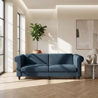 ClassicLiving 3 Seater Sofabed in Corduroy Blue 83cm H X 236cm W X 87cm D ClassicLiving 3 Seater Sofabed in Corduroy Blue 83cm H X 236cm W X 87cm D