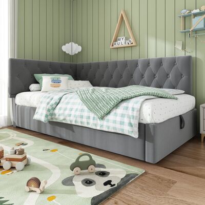 Brayden Studio Modern L-shaped Sofa Bed With Storage Grey 77cm H X 100cm W X 196cm L Brayden Studio Modern L-shaped Sofa Bed With Storage Grey 77cm H X 100cm W X 196cm L