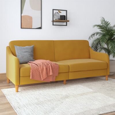 ClassicLiving Joy 2 Seater Clic Clac Sofa Bed Mustard Yellow 83.8cm H X 195.6cm W X 82.6cm D ClassicLiving Joy 2 Seater Clic Clac Sofa Bed Mustard Yellow 83.8cm H X 195.6cm W X 82.6cm D