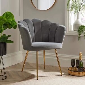 Canora Grey Green Velvet Scallop Chair Wing Back Armchair Occasional Sofa Gold Legs gray 83.0 H x 71.0 W x 59.0 D cm
