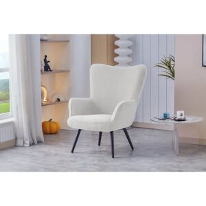 George Oliver Bathory Fabric Wingback Accent Chair with Steel Legs white 98.5 H x 76.0 W x 81.0 D cm