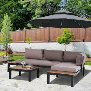 Hykkon Maddox 3 - Person Seating Group with Cushions black/brown/gray 69.0 H x 238.0 W x 164.0 D cm