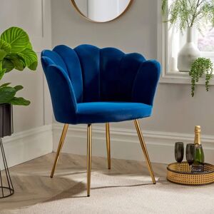 Canora Grey Green Velvet Scallop Chair Wing Back Armchair Occasional Sofa Gold Legs blue 83.0 H x 71.0 W x 59.0 D cm
