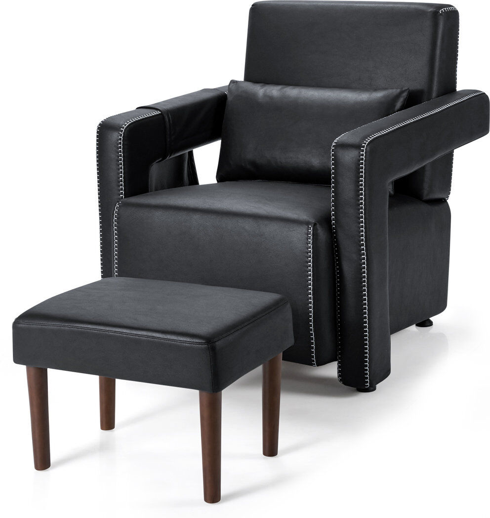Latitude Run Modern Accent Chair Armchair Single Sofa And Footstool Set Black 88cm H X 89cm W X 86cm D