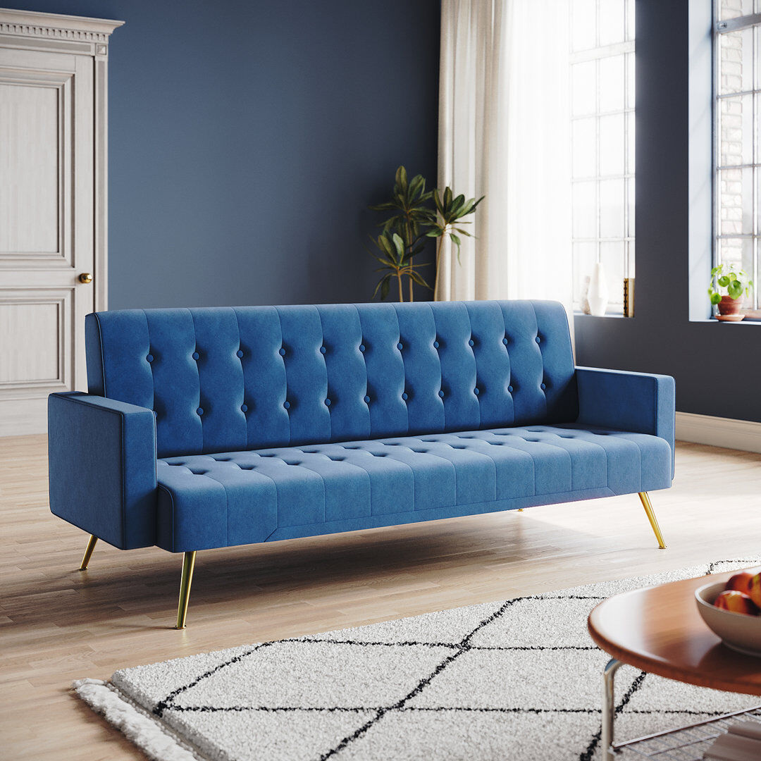 Fairmont Park Premium Plush Comfort Sofa Bed Blue Fireproof Sponge 187.96cm H X 485.14cm W X 200.66cm D