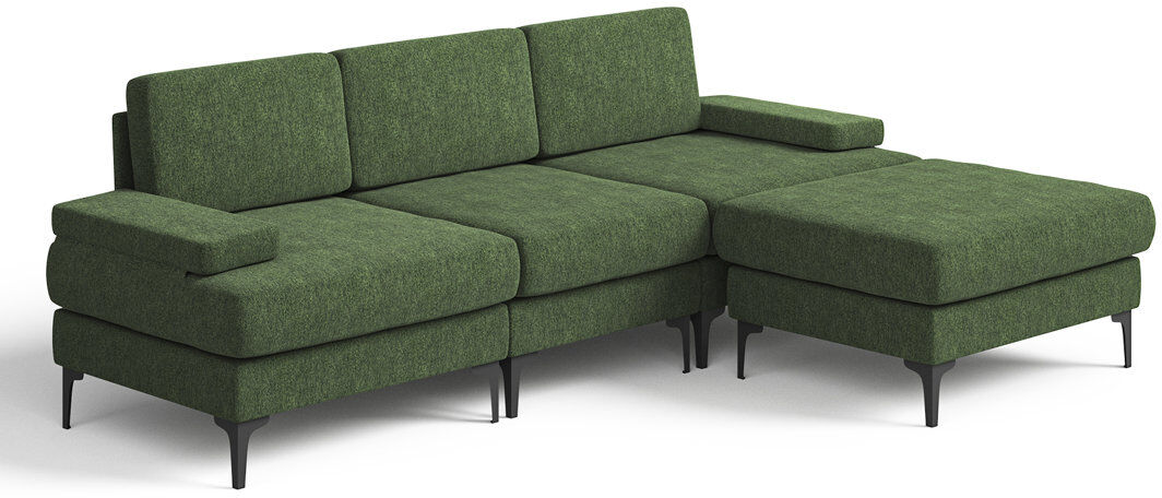 Metro 244cm Oversized Chenille Sofa, L-shaped Sofa Can B 2 - Piece Upholstered Corner Sectional Green 83cm H X 244cm W X 146cm D