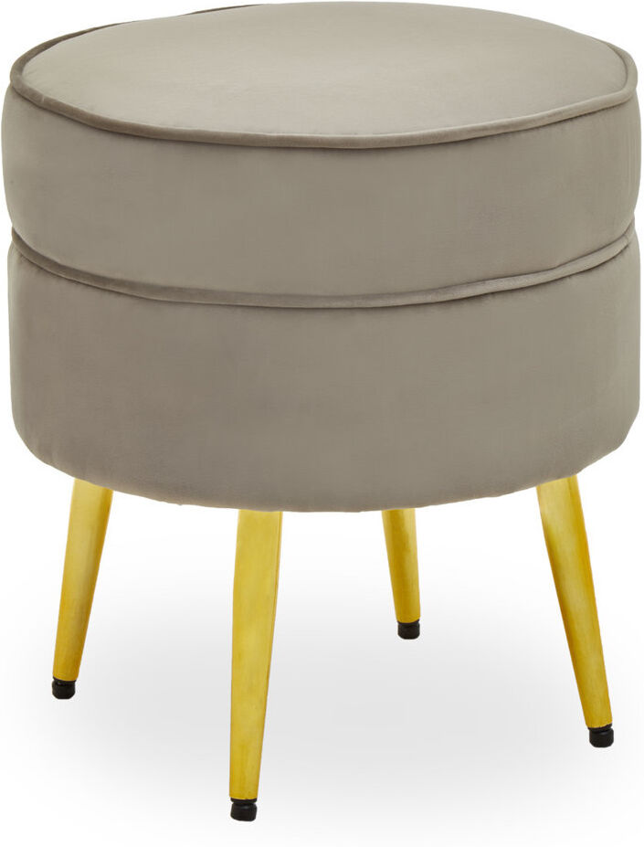 Fairmont Park Willsboro 40Cm Wide Velvet Round Footstool Ottoman Mink 44cm H X 40cm W X 40cm D