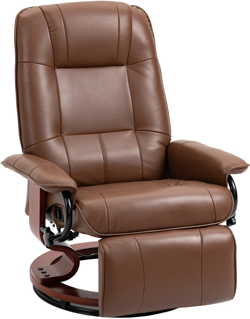 Latitude Run Manual Recliner Chair Armchair Sofa with Faux Leather Upholstered Wooden Base Brown 100cm H X 78cm W X 87cm D