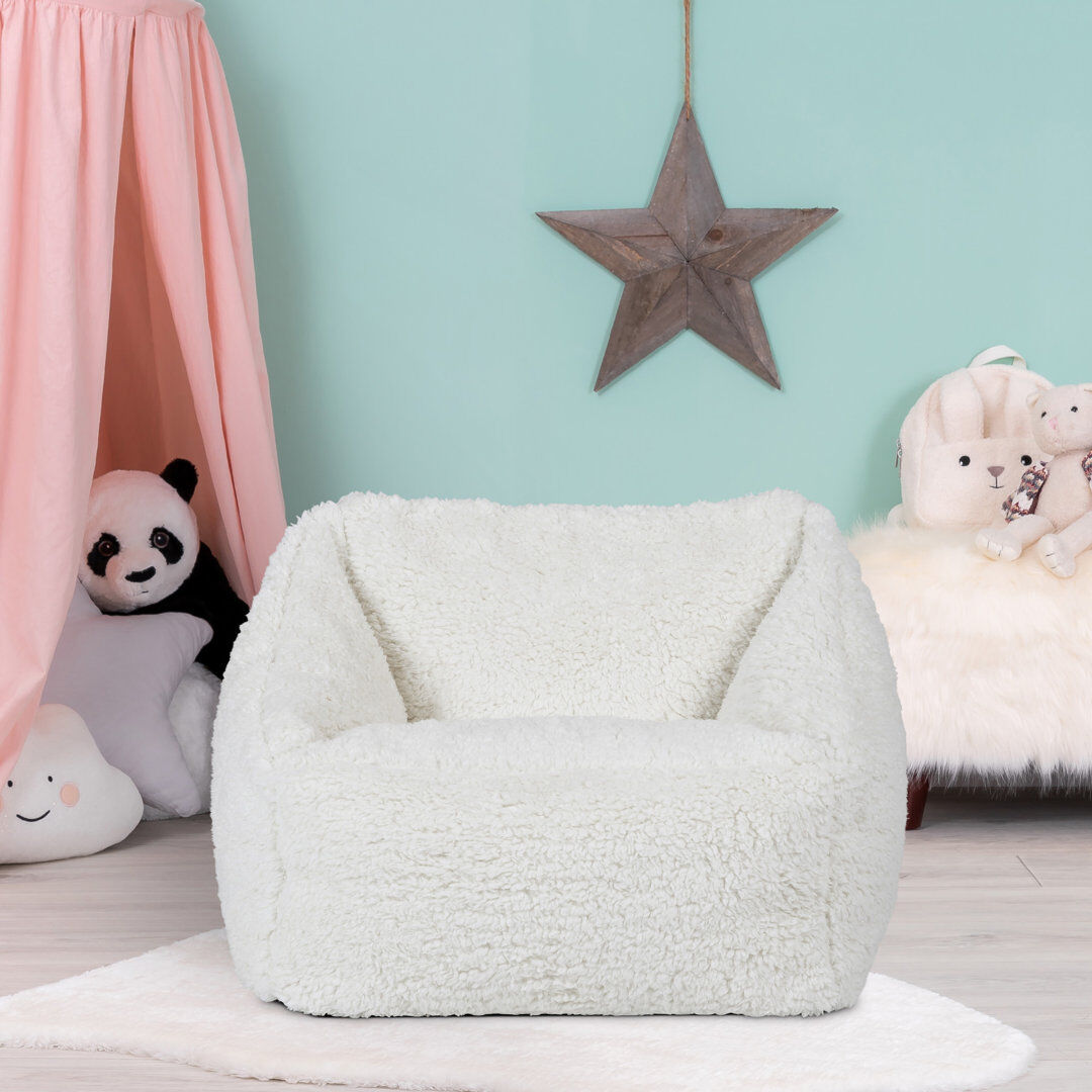 Isabelle & Max Icon Kids Teddy Bear Bean Bag Chair Natural Cream Medium