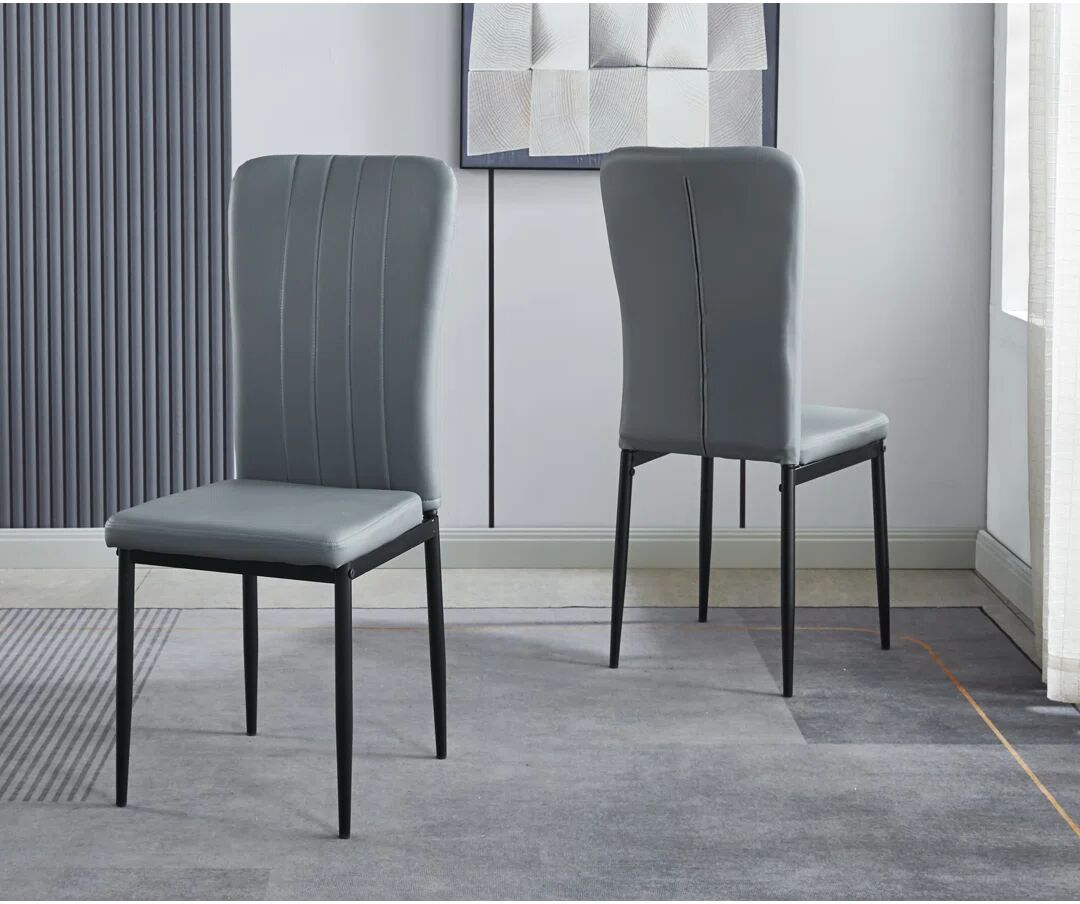 Hallowood Furniture Cullompton Metal Side Chair in Grey 96.0 H x 42.0 W x 56.0 D cm