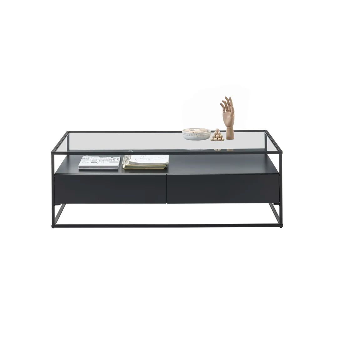 MCA Furniture Frame Coffee Table with Storage black 40.0 H x 120.0 W x 60.0 D cm