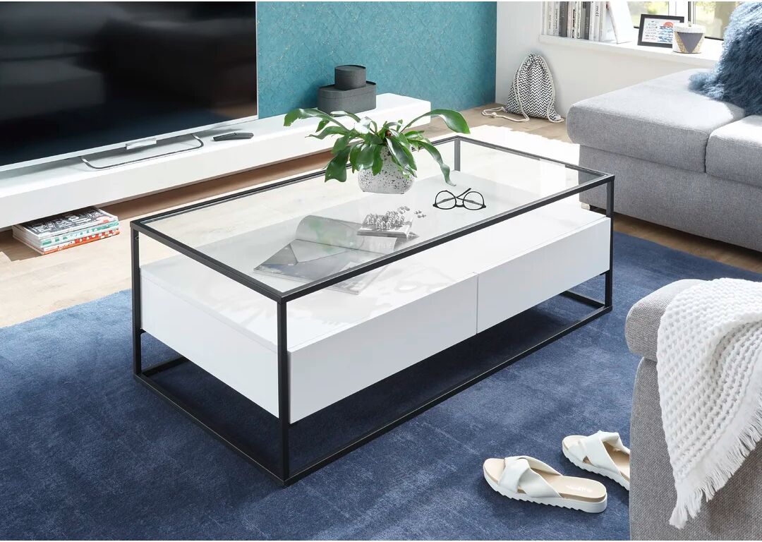 MCA Furniture Frame Coffee Table with Storage white 40.0 H x 120.0 W x 60.0 D cm