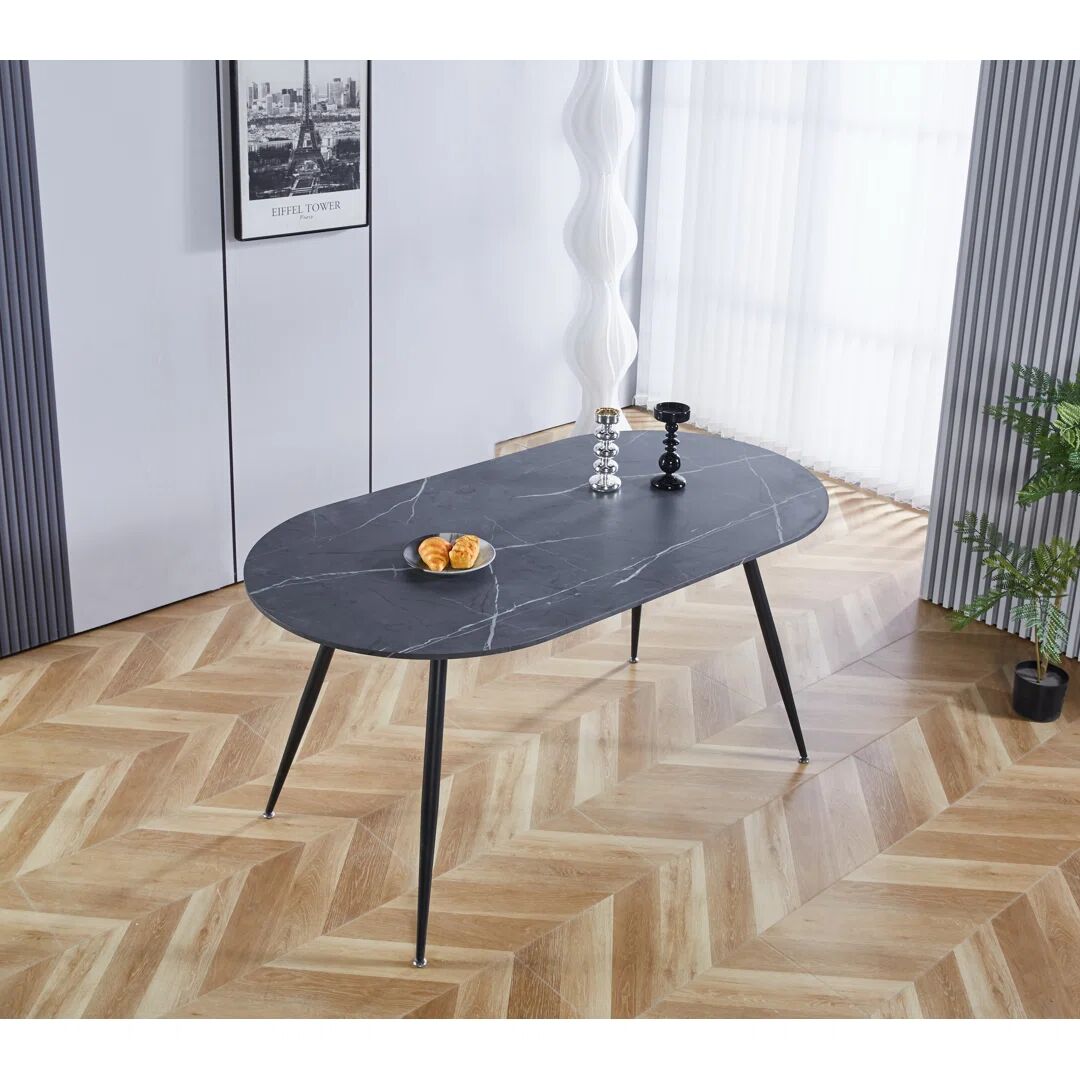 Hallowood Furniture Cullompton Oval 160cm L x 85cm W black/brown/gray 75.0 H x 160.0 W x 160.0 D cm