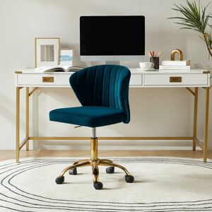 Blue Elephant Petillo Swivel Velvet Office Task Chair with Adjustable Height and Padded Cushion Teal 76cm H X 52cm W X 49.5cm D
