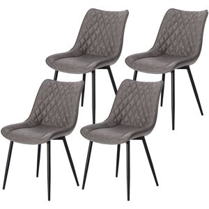 Corrigan Studio Set Of 4 Dining Room Chairs, Kitchen Chair, Cushioned Chair, Design Chair, With Backrests With Fabric Seat And Metal Frame Dark Grey 85.5cm H X 46cm W