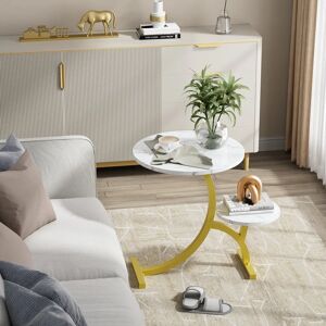 Fairmont Park Alfortville Side Table in C Shape，round desktop ，Used as Laptop Stand，Computer Desk， Bed Table gray/white/yellow 60.0 H x 68.0 W x 50.0 D cm