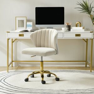 Blue Elephant Petillo Swivel Velvet Office Task Chair with Adjustable Height and Padded Cushion Tan 76cm H X 52cm W X 49.5cm D