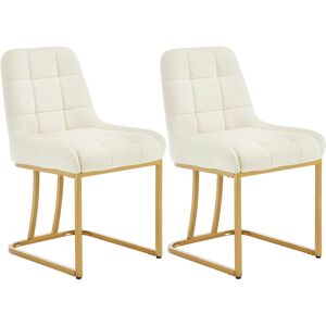 Canora Grey Dining chair set of two, velvet kitchen chair, upholstered chair with metal frame in arch shape, upholstered chair with backrest, living room chair an Cream 84cm H X 42.5cm W X 52.5cm D