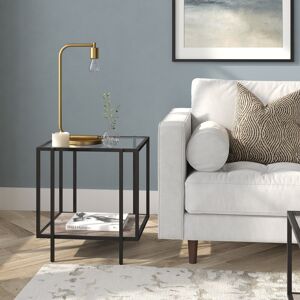 Blue Elephant Side Table with Storage Blackened Bronze/Gray Oak 55.88cm H X 50.8cm W X 50.8cm D