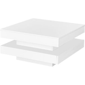Ivy Bronx Square High Gloss Coffee Table With Rotating Top White 36cm H X 70cm W X 70cm D