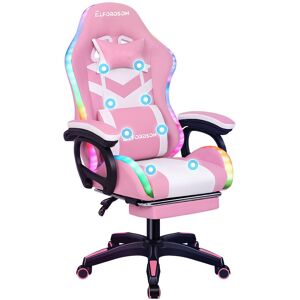 ELFORDSON Adjustable Reclining Faux Leather Swiveling PC & Racing Game Chair Pink 127cm H X 68cm W X 68cm D
