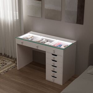 Ebern Designs Nakeema Dressing Table with LED Lights White 81cm H X 120cm W X 55cm D