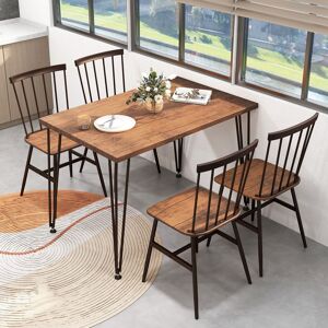 George Oliver 5-Pcs Dining Table Set Rectangular Kitchen Table & 4 Chairs-Walnut Brown 4