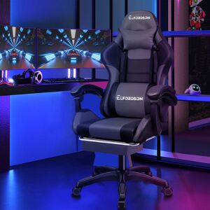 ELFORDSON Adjustable Faux Leather Swiveling PC & Racing Game Chair Grey 119cm H X 65cm W X 55cm D