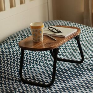 Union Rustic Solid Wood Folding Laptop Bed Table/ Breakfast Bed Table black/brown 25.0 H x 46.0 W x 25.0 D cm