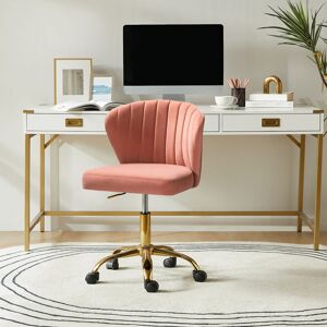 Blue Elephant Petillo Swivel Velvet Office Task Chair with Adjustable Height and Padded Cushion Pink 76cm H X 52cm W X 49.5cm D