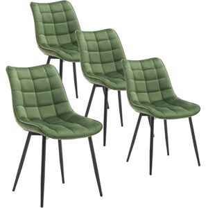 Corrigan Studio Set Of 4 Dining Room Chairs Kitchen Chair Cushioned Chair Design Chair With Backrests With Fabric Seat And Metal Frame Dark Green 85.5cm H X 46cm W X 40.5cm D