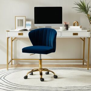 Blue Elephant Petillo Swivel Velvet Office Task Chair with Adjustable Height and Padded Cushion Navy 76cm H X 52cm W X 49.5cm D