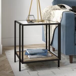 Blue Elephant Side Table with Storage Blackened Bronze/Limed Oak 55.88cm H X 50.8cm W X 50.8cm D