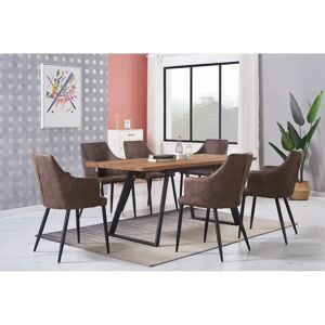 George Oliver Eatonton Butterfly Leaf Dining Set   an Extendable Table & 6 Velvet Upholstered Dining Chairs brown 76.0 H cm