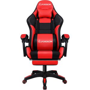 ELFORDSON Adjustable Reclining Faux Leather Swiveling PC & Racing Game Chair Red 119cm H X 65cm W X 55cm D