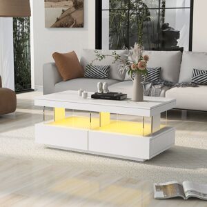 Ivy Bronx Carrelli Floor Shelf Coffee Table with Storage White 49.5cm H X 100cm W X 60cm D