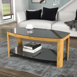 Ivy Bronx 1M Walnut And Black Glass Coffee Table black/brown 45.0 H x 100.0 W x 55.0 D cm