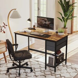 Borough Wharf Ortraud 100Cm W Rectangle Computer Desk black/brown/gray 75.0 H x 100.0 W x 60.0 D cm